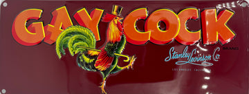 Gay Cock Metal Embossed Sign
