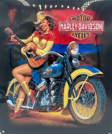 Harley Davidson Playin’ Around Babe Metal Embossed Sign