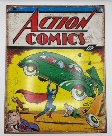 Superman Action Comics Retro Tin Sign