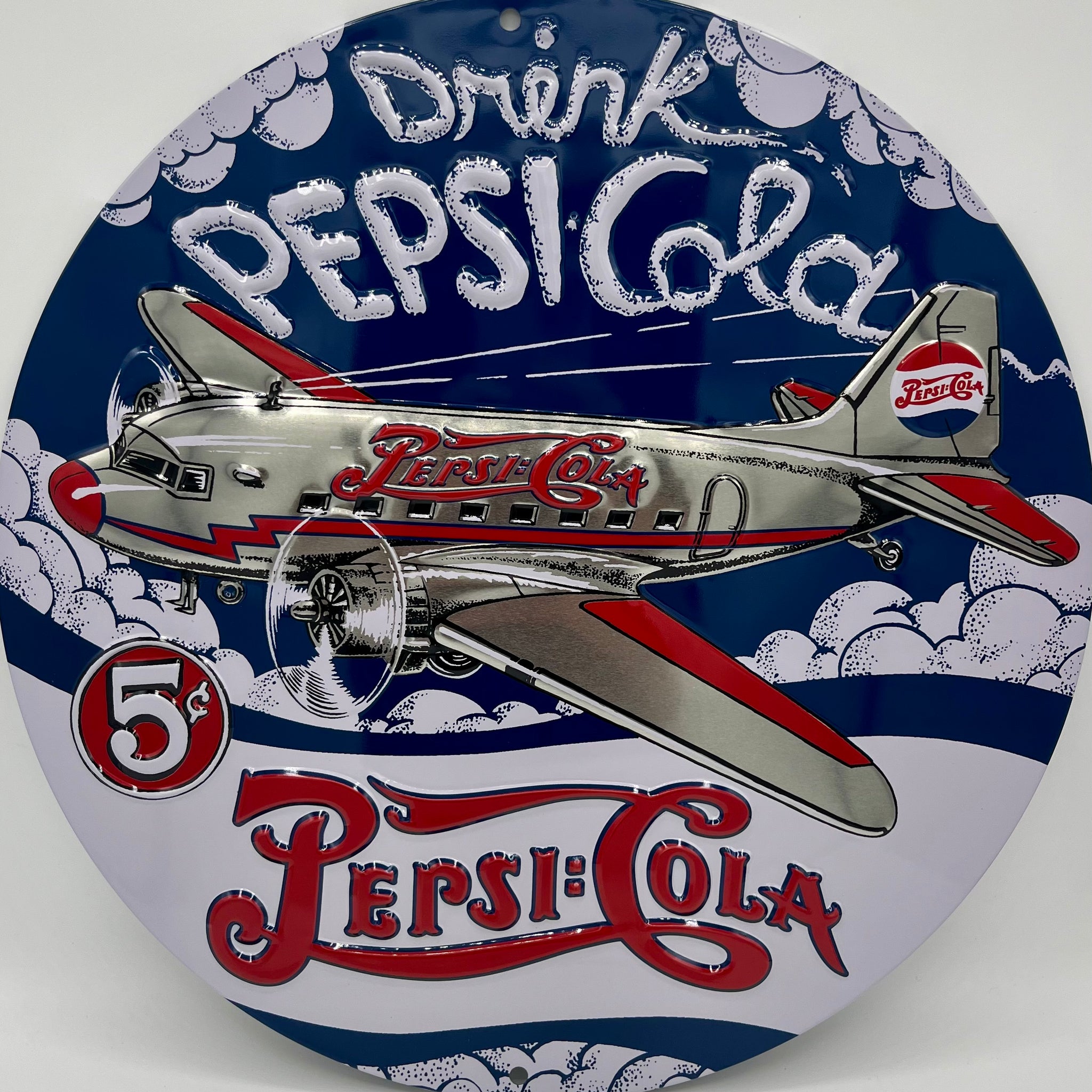 Pepsi DC-3 Metal Embossed Sign