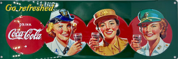 Coca-Cola Military Beauties Metal Embossed Sign