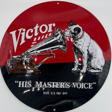 RCA Nipper Round Metal Embossed Sign