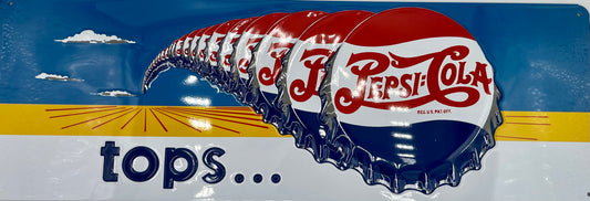 Pepsi Tops Metal Embossed Sign