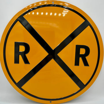 Railroad Crossing Metal Embossed Sign
