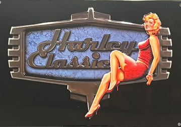 Harley Davidson Retro Babe Embossed Tin Sign