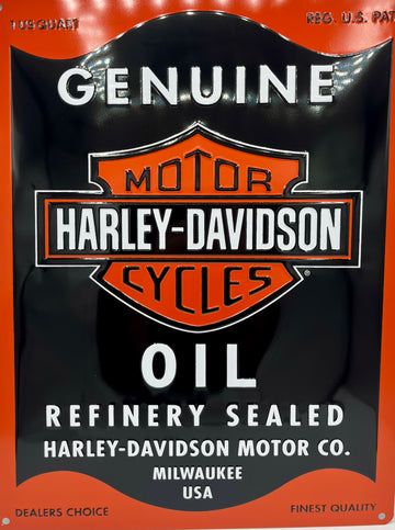 Harley Davidson Oil Can Metal Embossed Sign