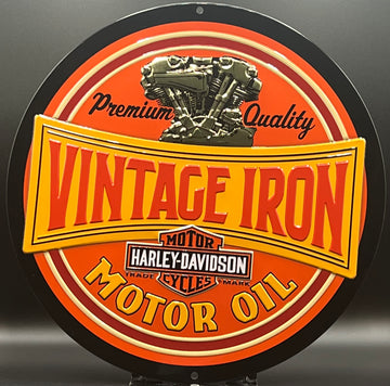 Harley Davidson Vintage Iron Embossed Tin Sign