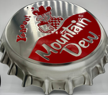 Mountain Dew Bottle Cap Metal Embossed Sign