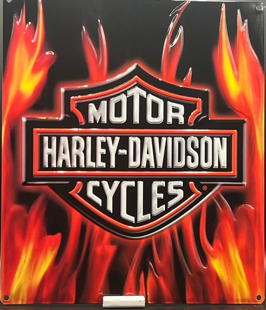 Harley Davidson Flame Logo Metal Embossed Sign