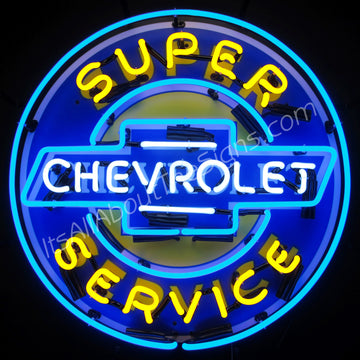 Super Chevrolet Service Neon Sign with Backing