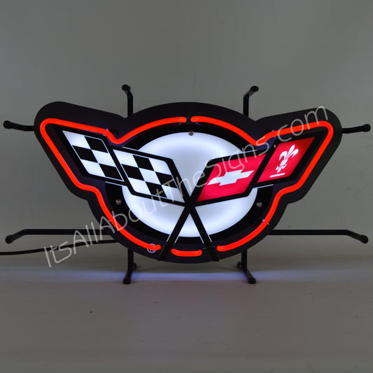 Corvette C-5 Flags Neon Sign