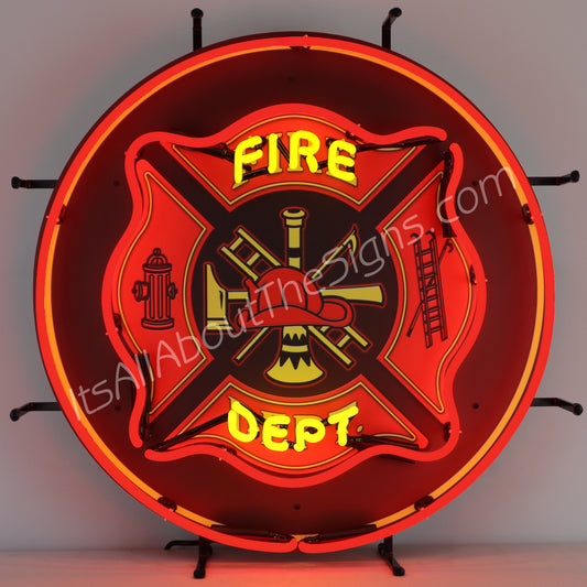 Fire Department Neon Sign with Backing