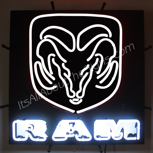 Dodge Ram White Logo Neon Sign