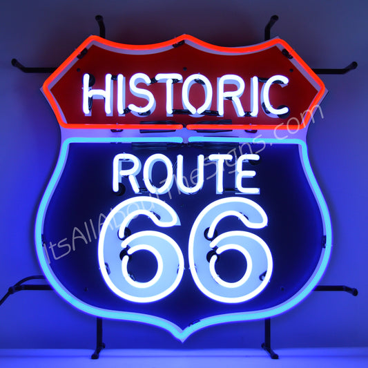 Route 66 with Backing Neon Sign