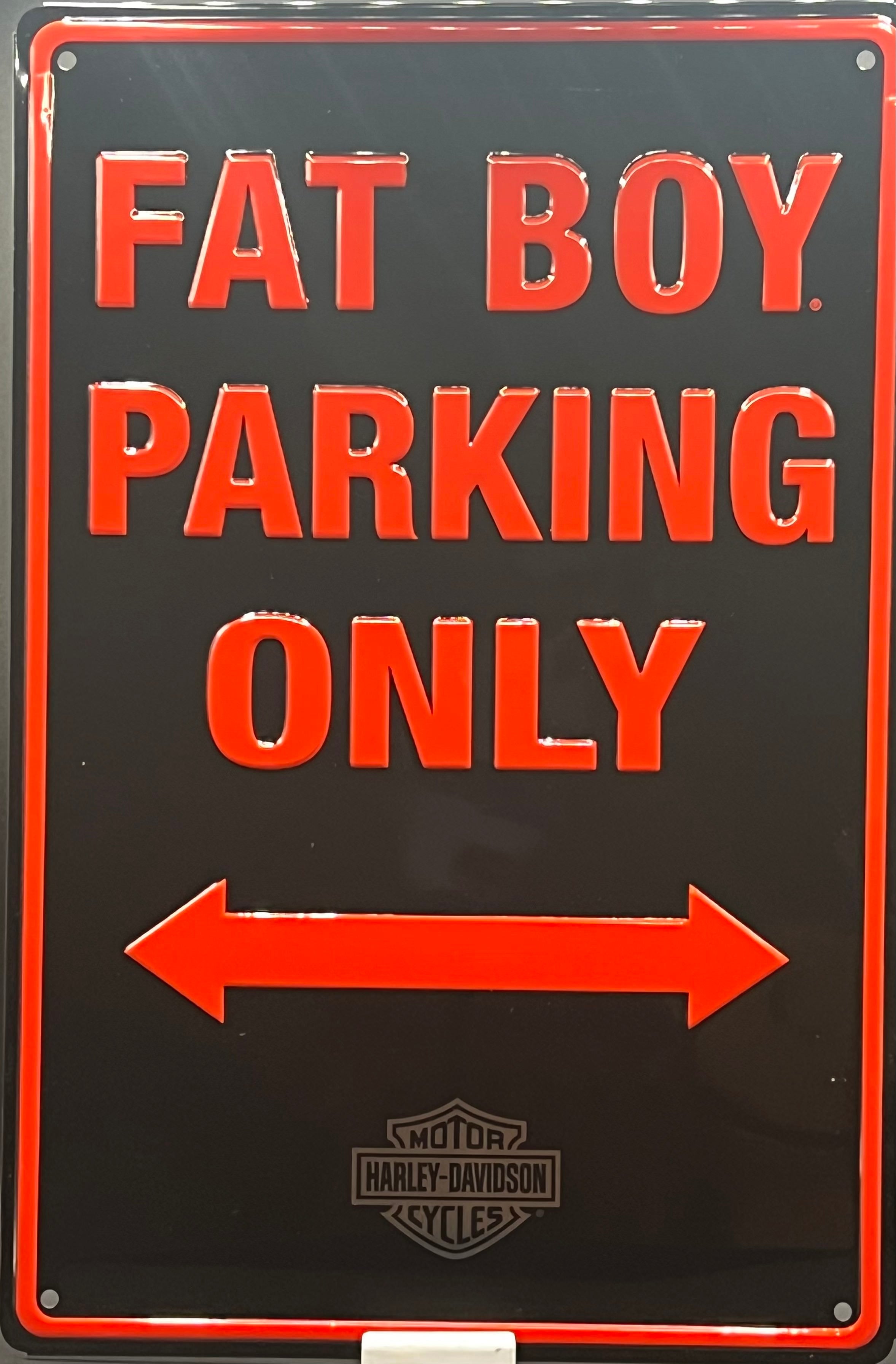 Harley Davidson Fat Boy Parking Metal Embossed Sign