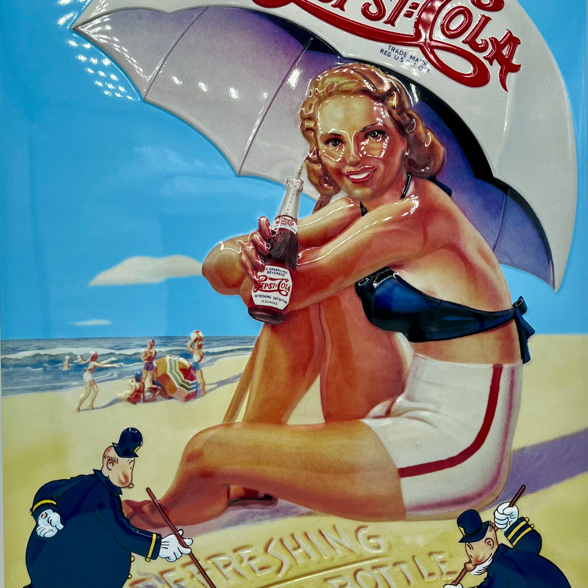 Pepsi Beach Lady Metal Embossed Sign