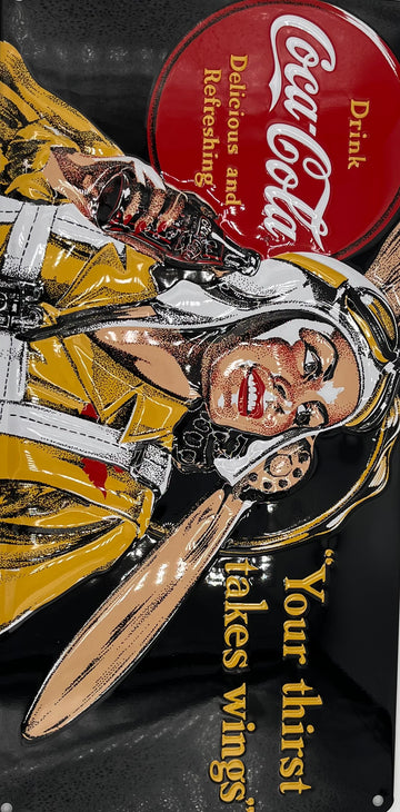 Coca-Cola Aviator Metal Embossed Sign