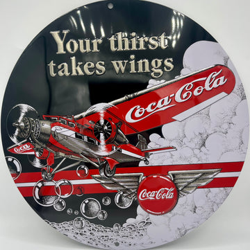 Coca-Cola Tri-Motor Metal Embossed Sign