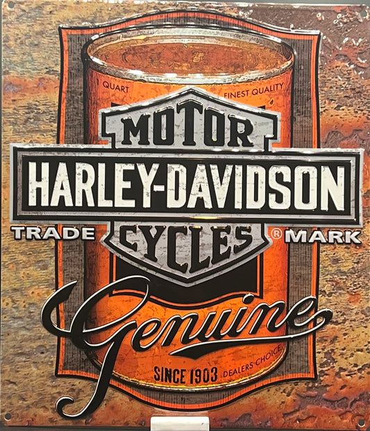 Harley Davidson Can Label Metal Embossed Sign