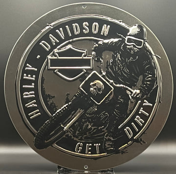 Harley Davidson Get Dirty Metal Embossed Sign