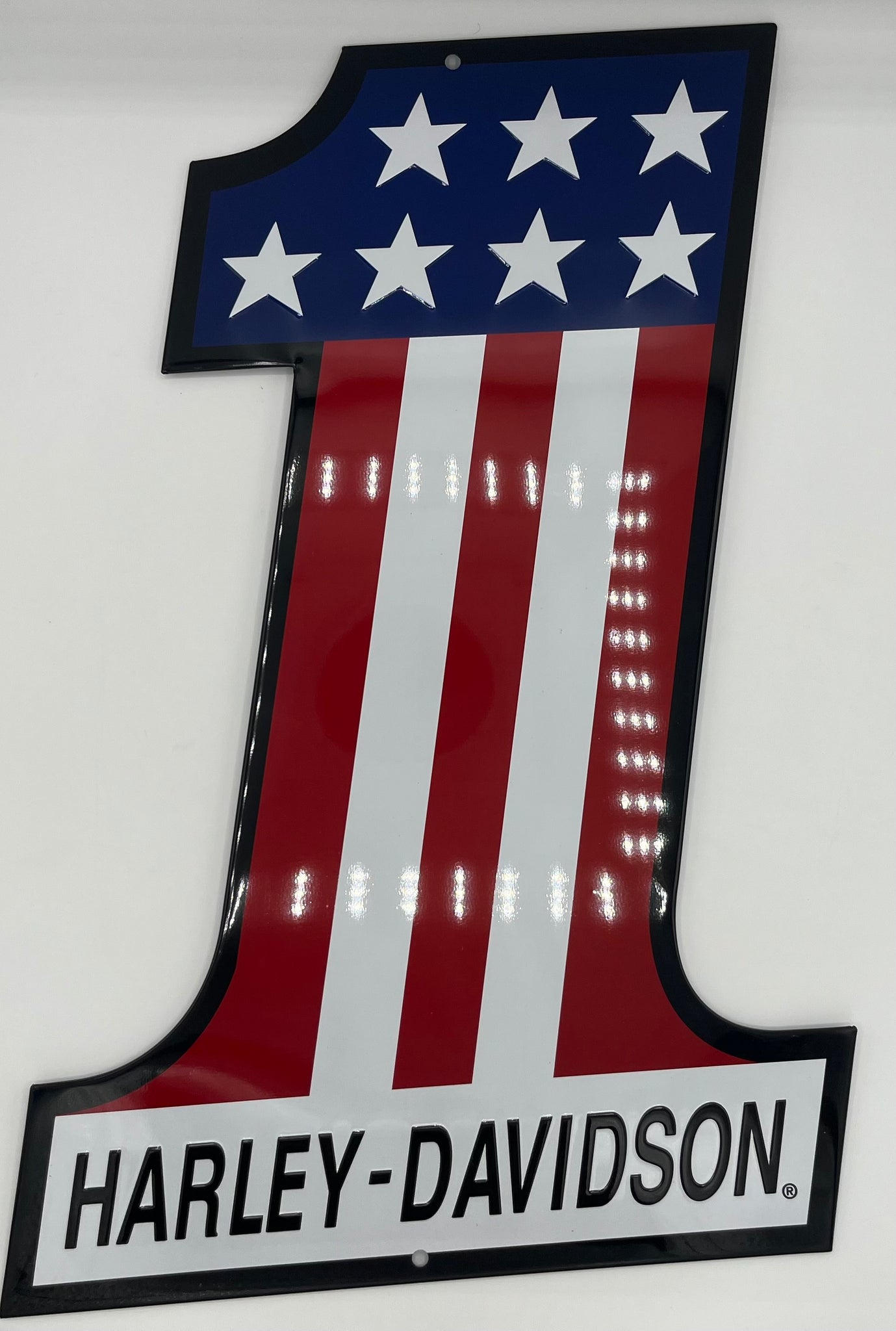 Harley Davidson Die Cut Number One Metal Embossed Sign