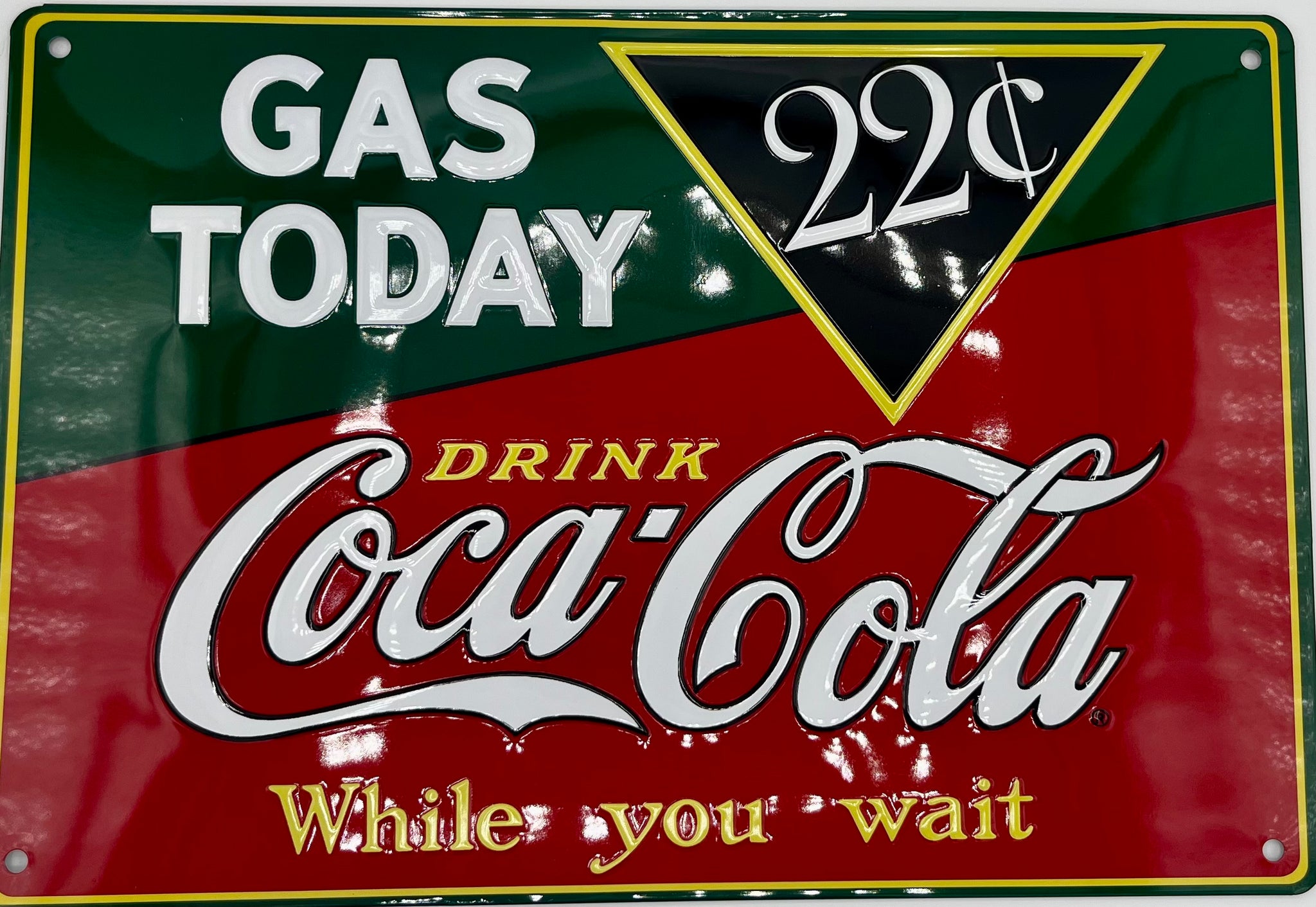 Coca-Cola Gas Today Metal Embossed Sign