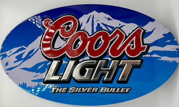 Coors Light Oval Embossed Metal Sign