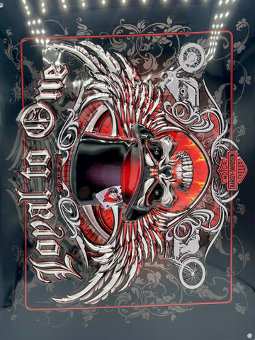 Harley Davidson Loyal to One Skull Metal Embossed Sign