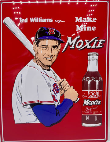 Ted’s Red Moxie Metal Embossed Sign