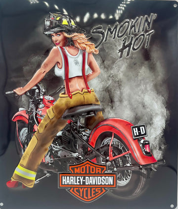 Harley Davidson Smokin’ Hot Metal Embossed Sign