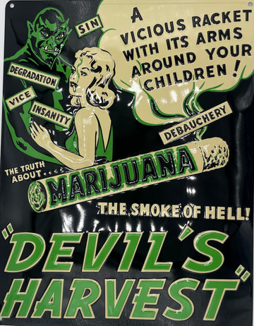 Devil’s Harvest Metal Embossed Sign