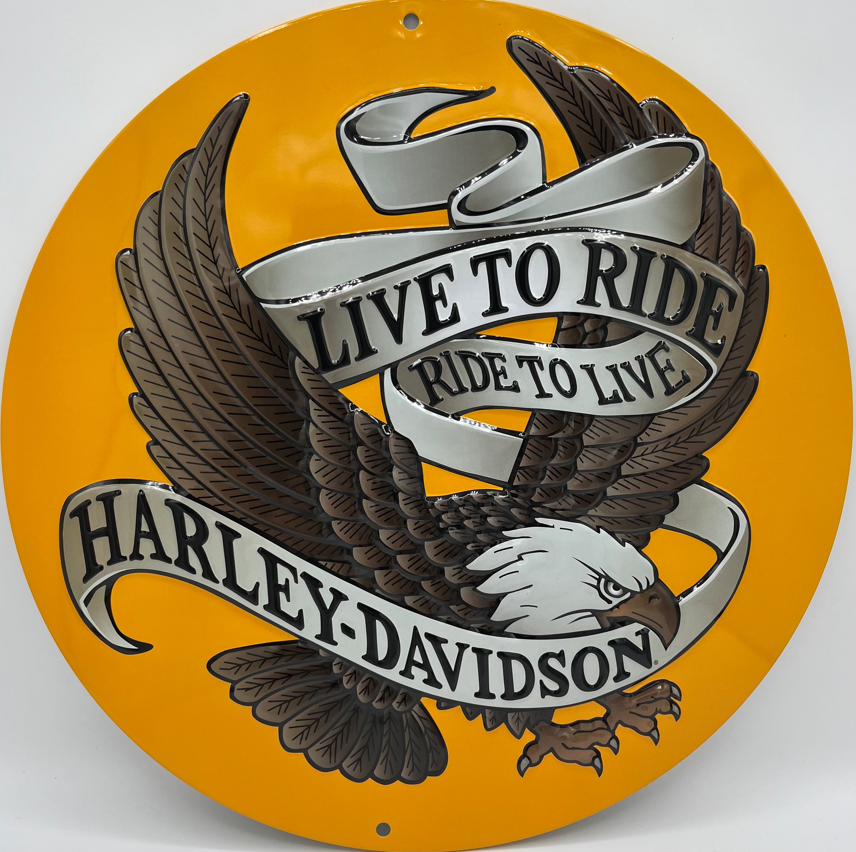 Harley Davidson Live to Ride Eagle Metal Embossed Sign Harley Davidson Live to Ride Eagle Metal Embossed Sign