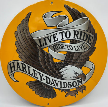 Harley Davidson Live to Ride Eagle Metal Embossed Sign