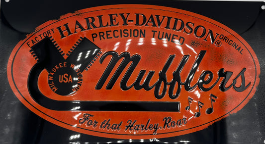 Harley Davidson Mufflers Metal Embossed Sign