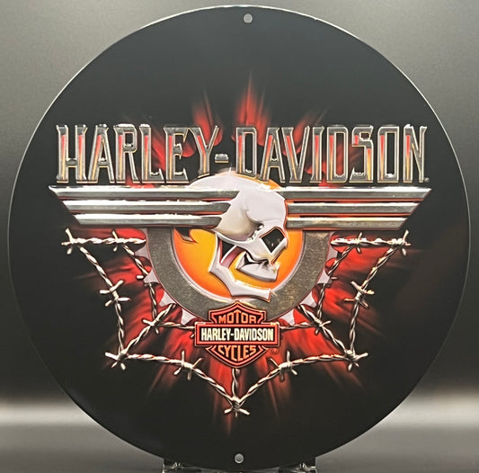 Harley Davidson Gearhead Skull Metal Embossed Sign