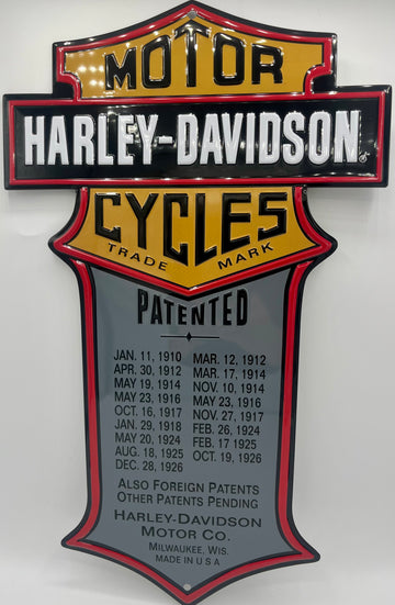 Harley Davidson Patented Metal Embossed Sign
