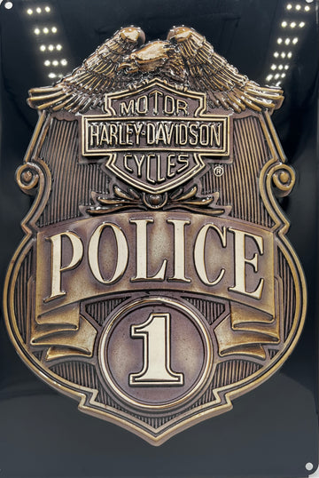 Harley Davidson Police Badge Metal Embossed Sign