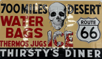 Route 66 Thirsty’s Metal Embossed Sign