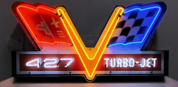427 Turbo Jet Neon Sign in Steel Can