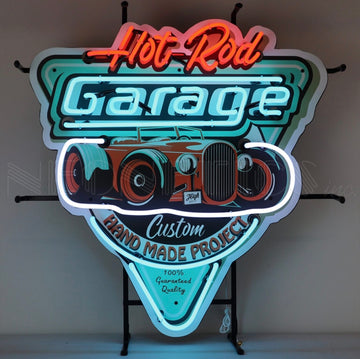 Hot Rod Garage Teal Neon Sign