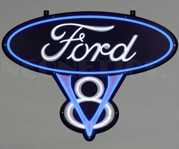 Ford V8 LED FLEX NEON Sign in Steel Can