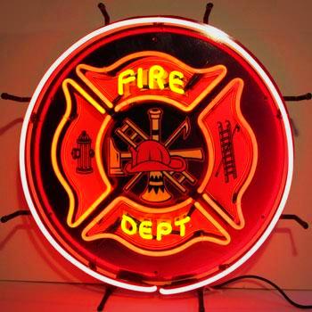 Fire Department Neon Sign with Backing