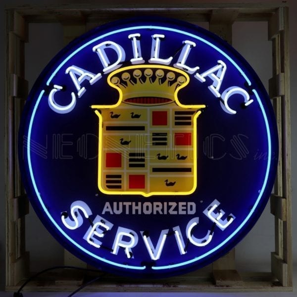 36" Cadillac Service Neon Sign in Steel Can