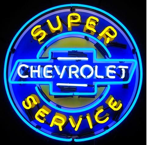 Super Chevrolet Service Neon Sign with Backing