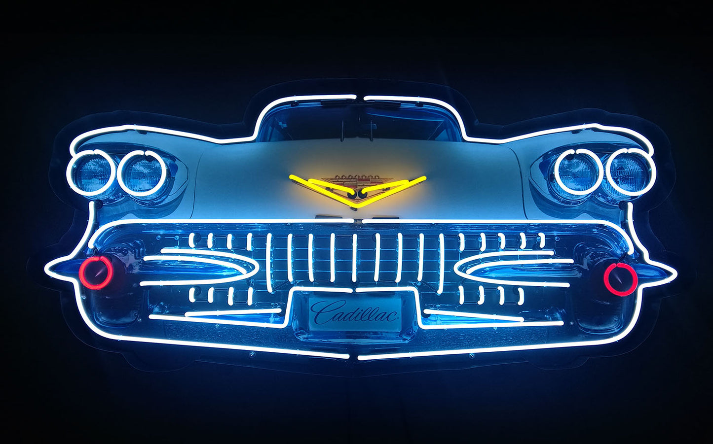 Cadillac Grill Neon Sign in a Steel Can