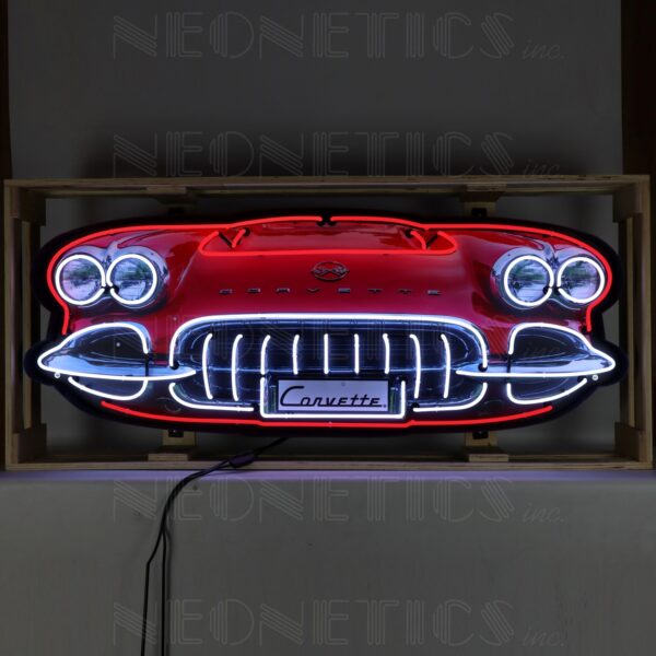 Corvette C1 Grill Neon Sign in a Steel Can