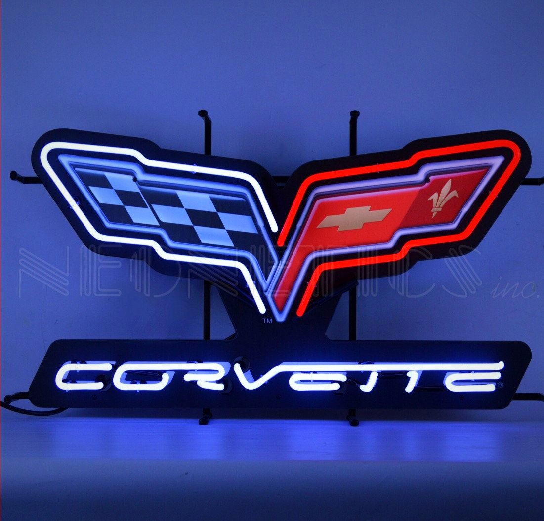 Corvette C-6 Flags Neon Sign