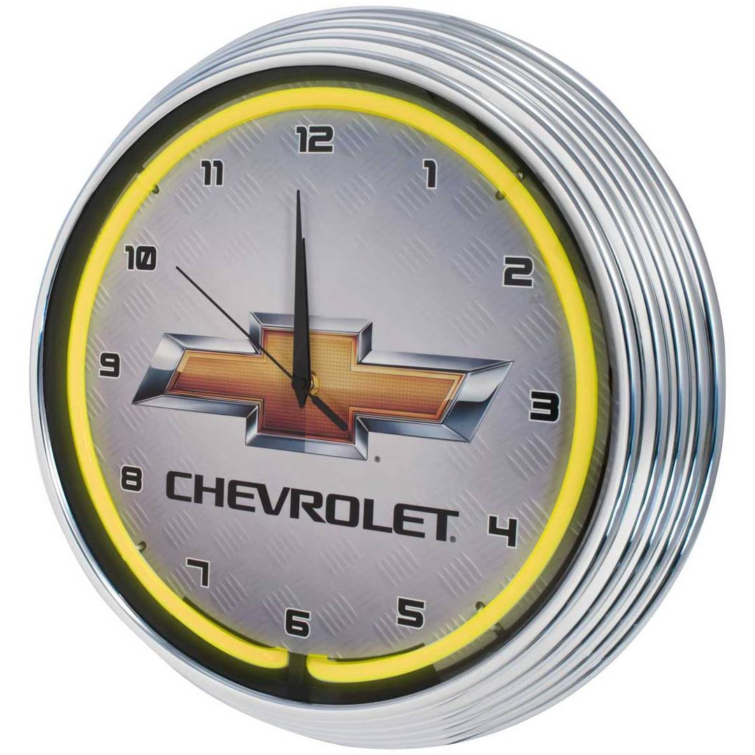 Chevrolet Yellow Neon Clock