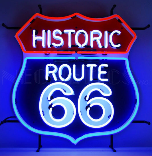 Route 66 with Backing Neon Sign