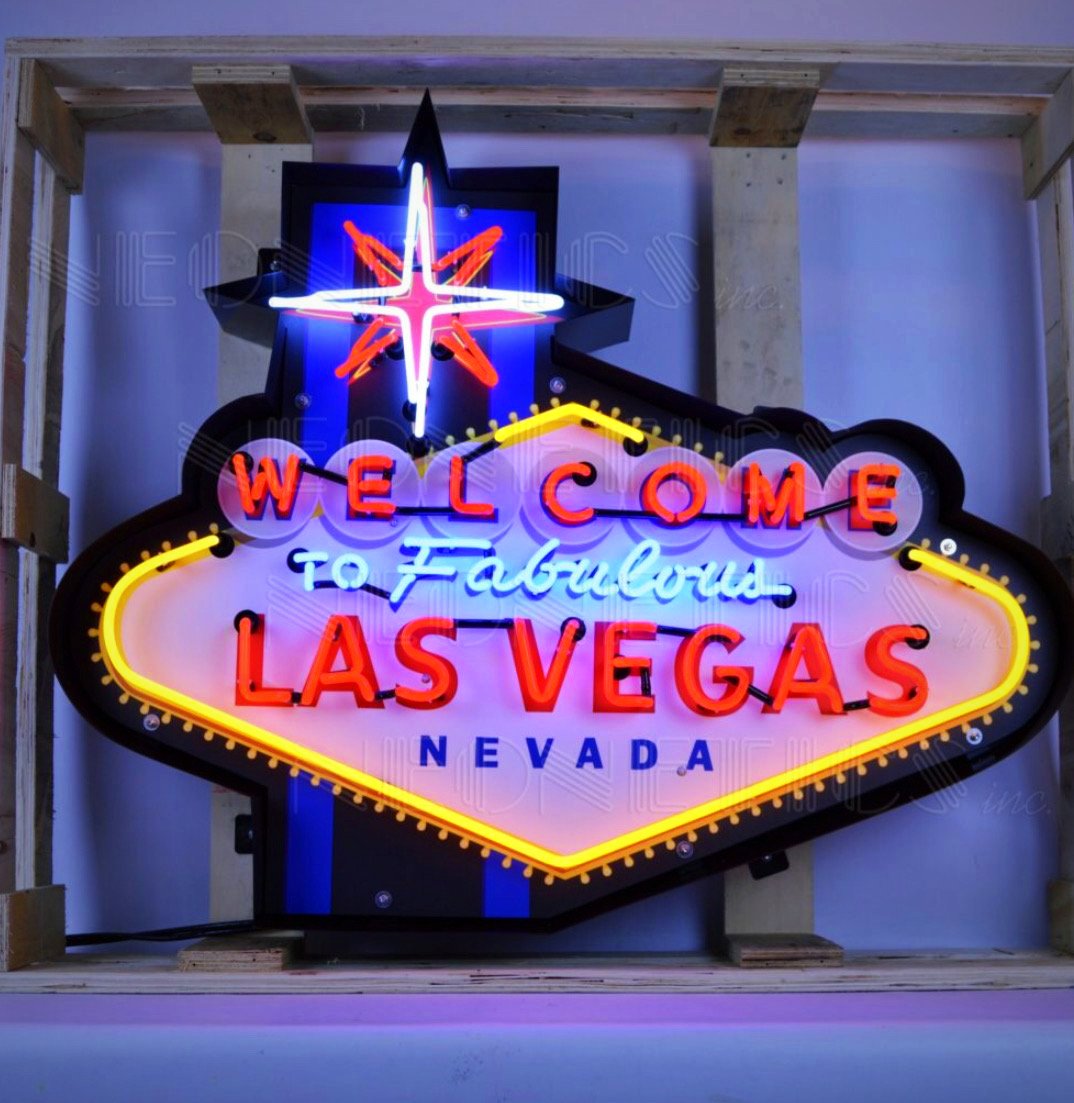 Las Vegas in Steel Can Neon Sign